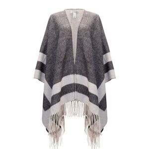 Walter Baker Verushka Reversible Poncho Charcoal/Ivory